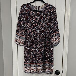 BeBop Pink and Blue Bishop Sleeve Sundress